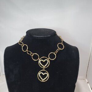 Bijou Gold Link Necklace with Rhinestones